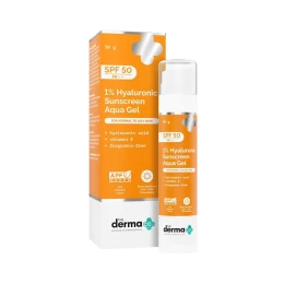 The Derma Co 1% Hyaluronic Sunscreen Aqua Gel SPF 50 PA++++ (50g) - Lightweight, Zero White Cast Broad Spectrum Protection for Normal to Oily Skin | Shei Shop