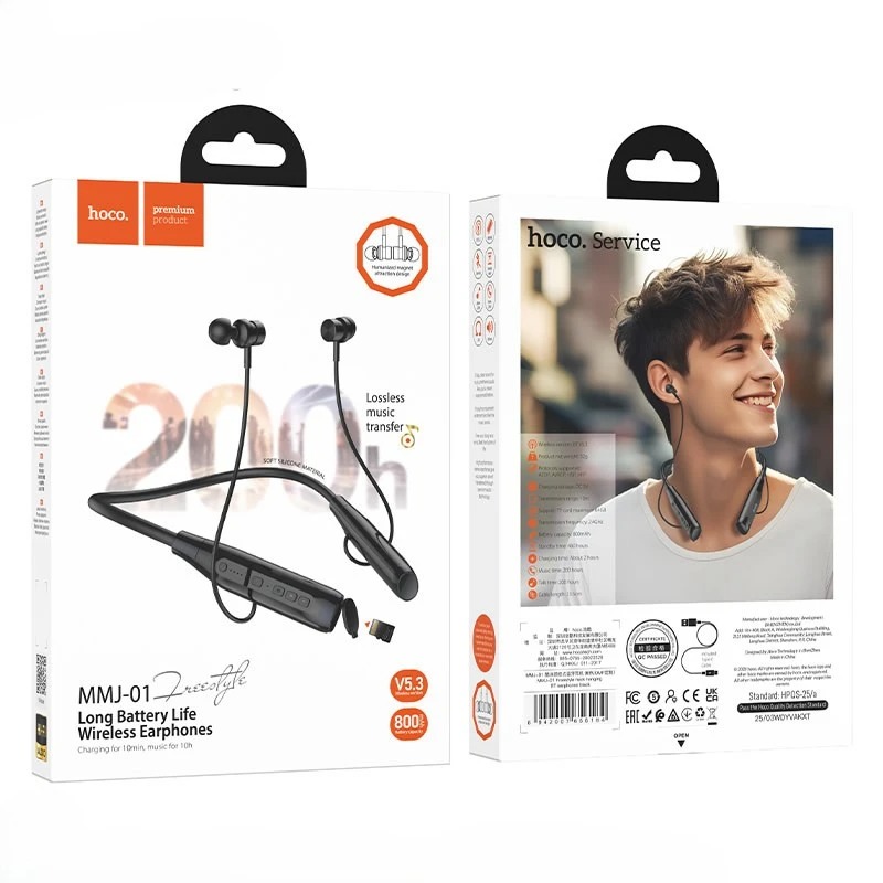 Hoco MMJ-01 Wireless Neckband | 800mAh, BT 5.3, TF Card