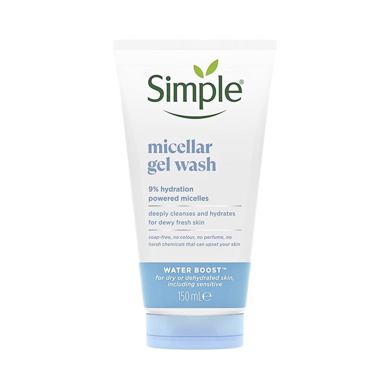 Simple Water Boost Micellar Facial Gel Wash – Hydrating Gentle Cleanser for Dry & Sensitive Skin