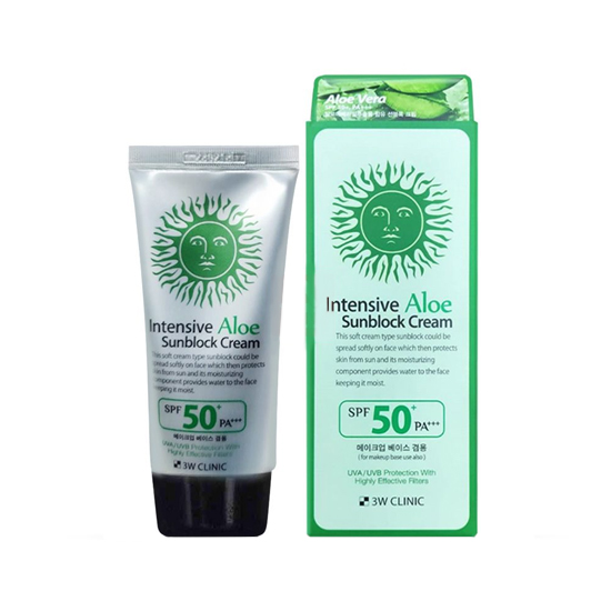 3W Clinic Intensive Aloe Sunblock Cream SPF50+ PA+++ 70ml – Soothing UV Protection