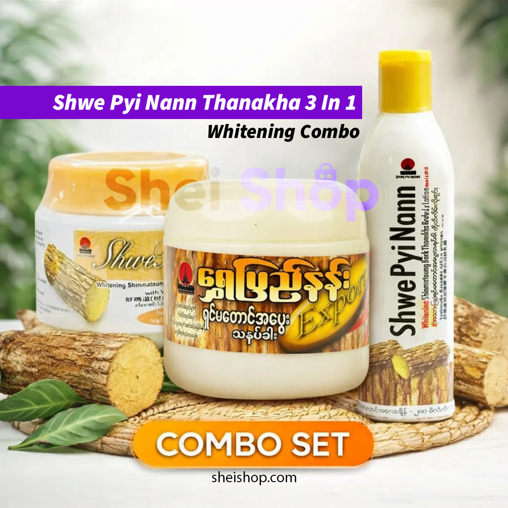 Shwe Pyi Nann Thanakha 3 In 1 Whitening Combo - 100% Original