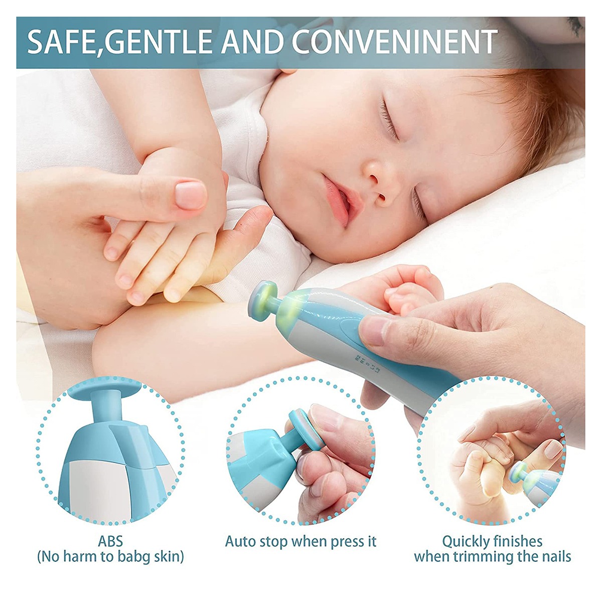 Baby Nail Trimmer with 6 Grinding Heads Safe for New Born