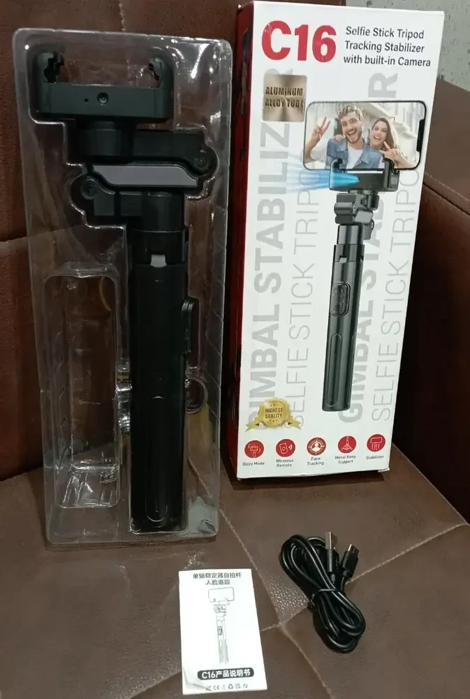 c16 ai tracking selfie stick tripod with gimbal stabilizer