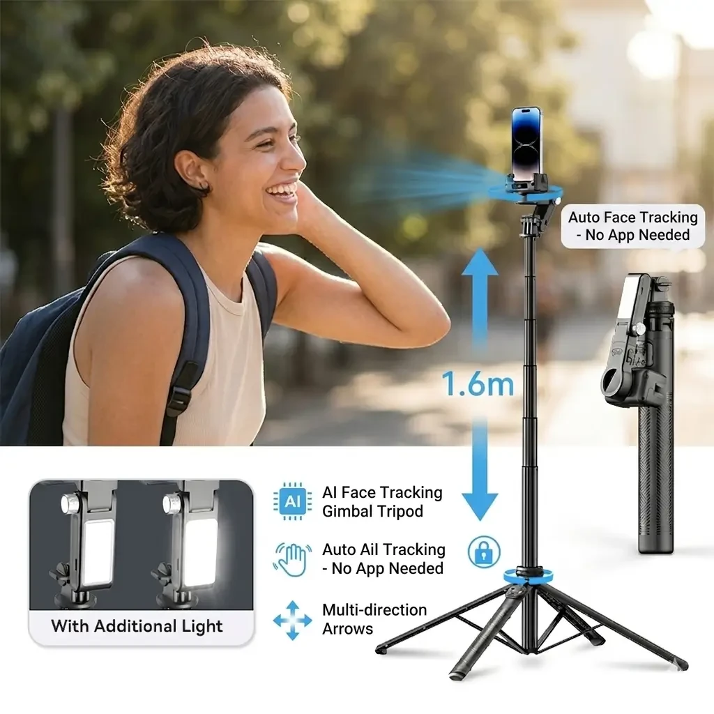 c16 ai tracking selfie stick tripod with gimbal stabilizer