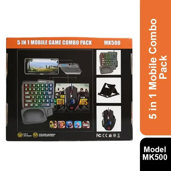 MK500 5-in-1 Mobile Game Combo Pack - RGB Keyboard & Mouse for Android/iOS | Shei Shop